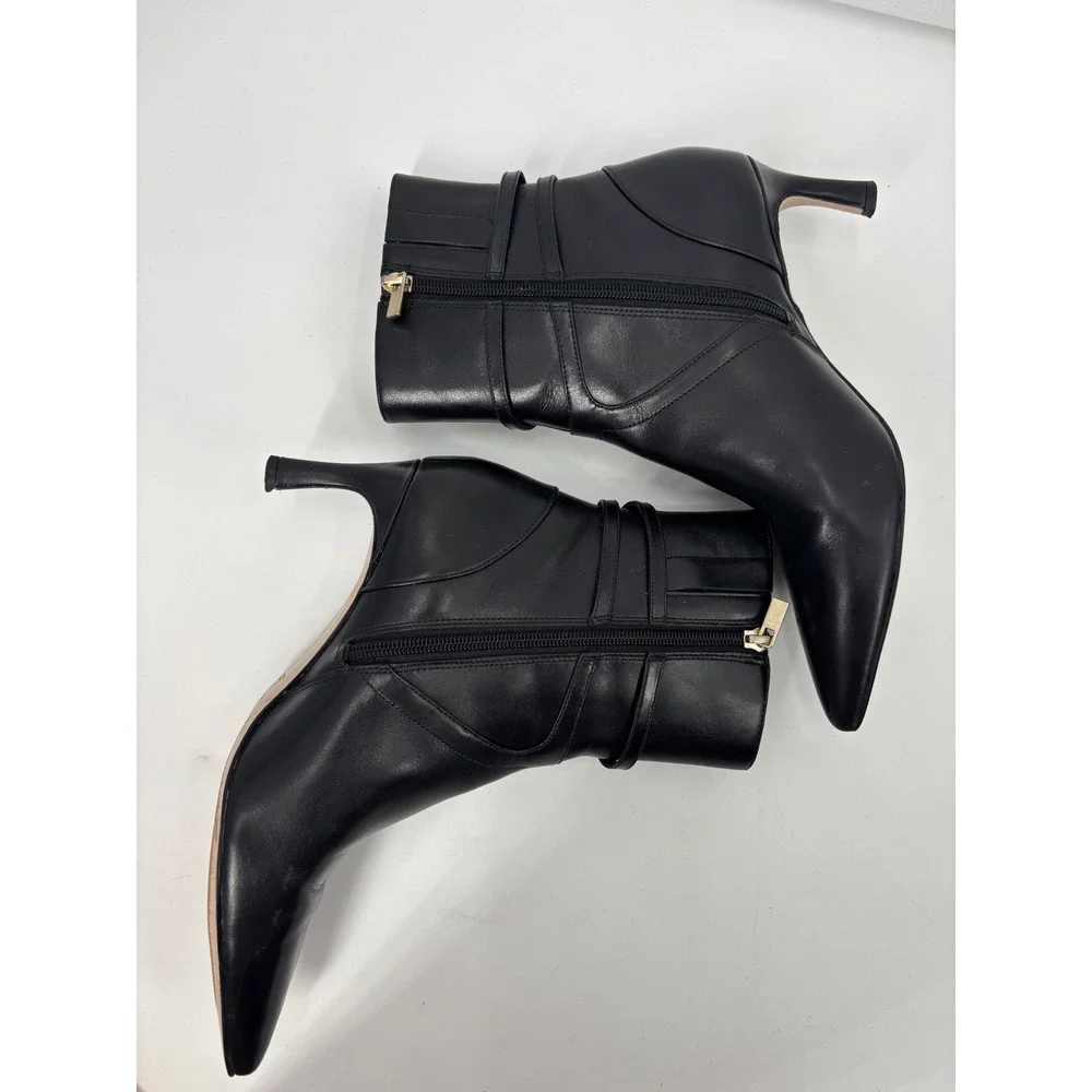 27 Edit Naturalizer Florette Booties Womens 8M Black Leather Kitten Heel Pointed